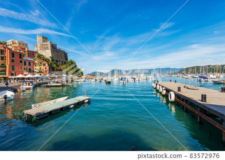 Ancient Castle and the Port of Lerici town - Gulf Of La Spezia Liguria Italy 83572976