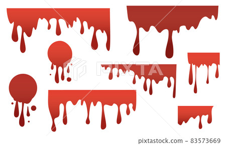 Dripping blood collection. Red stain vector paint 83573669