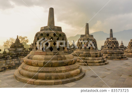 Borobudur Temple, Indonesia's World Heritage Site at sunrise 83573725