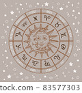 Horoscope circle with sun,moon,star and zodiac signs 83577303