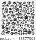 Set of various hand drawn eyes, freehand doodle style. 83577503