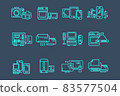 Household appliance icons set. Home and kitchen electronics 83577504