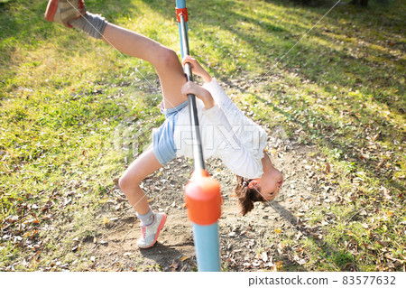 Child practicing upside-down 83577632