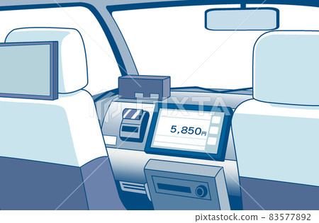 從後座（座位，儀表）看到的出租車內部的插圖 83577892