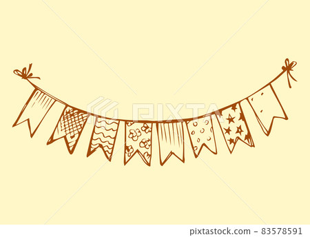 Flags on rope. Vector drawing Flags on rope. Vector drawing 83578591