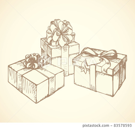 Box with gift. Vector drawing Box with gift. Vector drawing 83578593