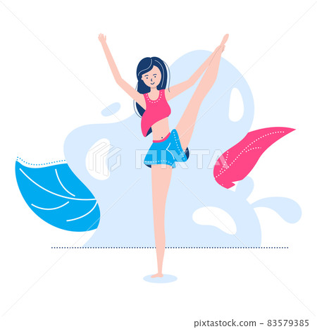 Young girl leg stretching up, woman fitness... - Stock Illustration  [83579385] - PIXTA