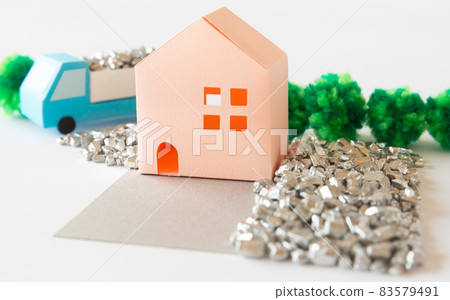 Gravel laid for exterior construction, gravel and well-drained garden exterior Gravel laid for exterior construction, gravel and well-drained garden exterior 83579491