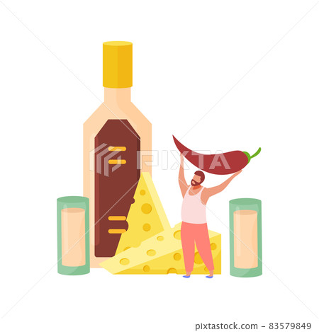 Alcoholic Shots Flat Composition 83579849