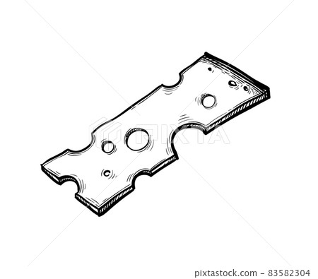 Ink sketch of swiss cheese slice 83582304