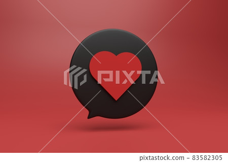 red heart button in round dialog box 83582305
