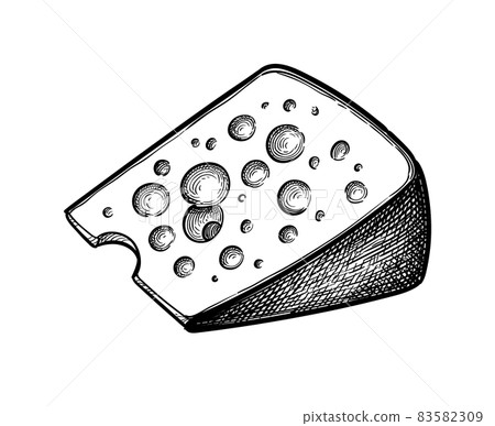 Ink sketch of swiss cheese block 83582309