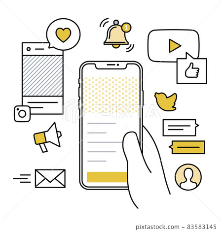 Hold your smartphone in your hand and interact with various SNS 83583145