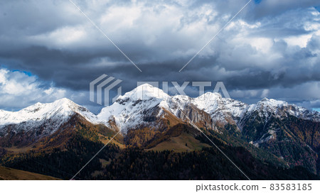 Monte Cavallo with the first autumn snow in high brembana valley Monte Cavallo with the first autumn snow in high brembana valley 83583185