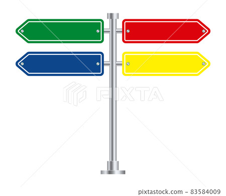 Signpost with color arrows. Direction pointer road sign 83584009