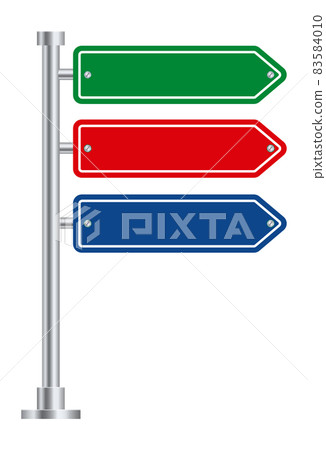Roadpost. Pointing road sign. Blank arrows signpost 83584010