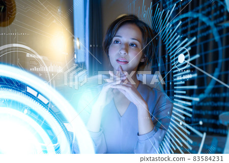 Woman entering the metaverse 83584231