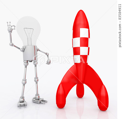 Light bulb figure with a rocket 83584911