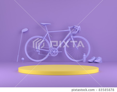 Podiums for product show with colorful of sport equipment.  83585878