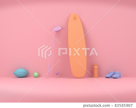 Podiums for product show with colorful of sport equipment.  83585907