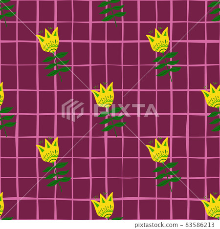 Vintage flower folk art seamless pattern on... - Stock Illustration ...