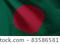 Bangladesh flag red disc slightly off center to the left defacing a dark green banner 83586581