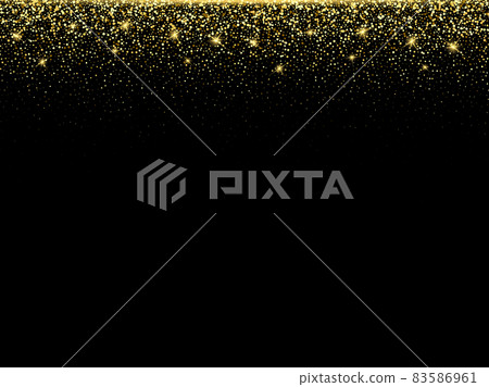 Gold glitter texture on a black background. Golden explosion of confetti. Golden grainy abstract texture on a black background. Design element. Vector illustration 83586961