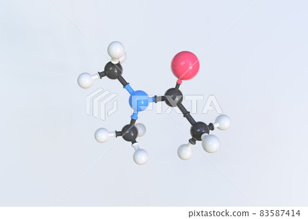 Molecule of n,n-dimethylacetamide, isolated molecular model. 3D rendering Molecule of n,n-dimethylacetamide, isolated molecular model. 3D rendering 83587414