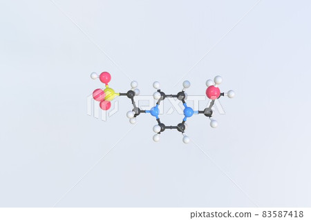 Hepes molecule made with balls, scientific molecular model. 3D rendering Hepes molecule made with balls, scientific molecular model. 3D rendering 83587418