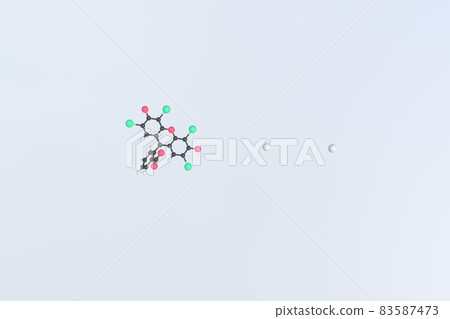 Eosin molecule, isolated molecular model. 3D rendering 83587473