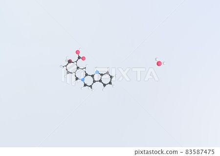 Yohimbinic acid monohydrate molecule, isolated molecular model. 3D rendering 83587475