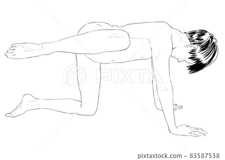 Monochrome illustration of a man who becomes a good boy 2. Monochrome illustration of a man who becomes a good boy 2. 83587538