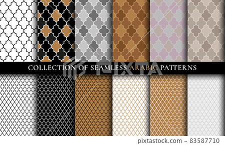 Seamless arabic grid of lantern shapes patterns Seamless arabic grid of lantern shapes patterns 83587710