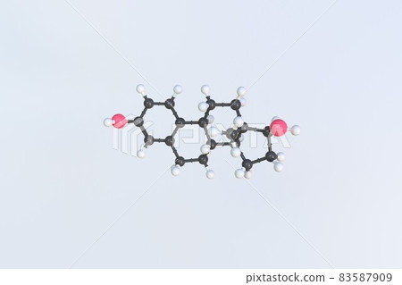 Estradiol molecule, isolated molecular model. 3D rendering Estradiol molecule, isolated molecular model. 3D rendering 83587909