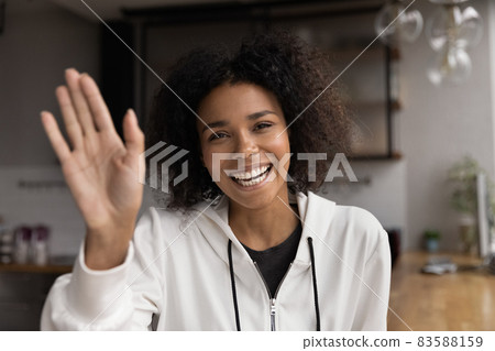 Young african american woman starting video call. 83588159