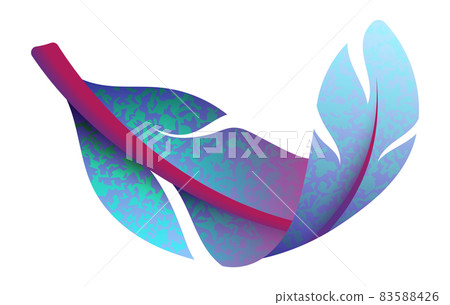 Curved feather from blue rooster tail. Vintage quill 83588426