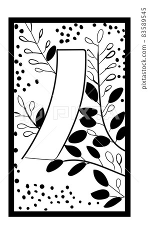 Hanafuda 插圖，黑白，線描，單片玫瑰 | 七月萩的小條 | 日本紙牌遊戲 83589545
