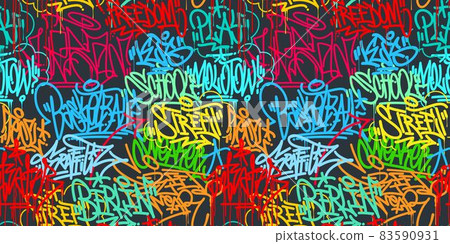 Colorful Seamless Abstract Hip Hop Street Art Graffiti Style Urban Calligraphy Vector Illustration Background Art Colorful Seamless Abstract Hip Hop Street Art Graffiti Style Urban Calligraphy Vector Illustration Background Art 83590931