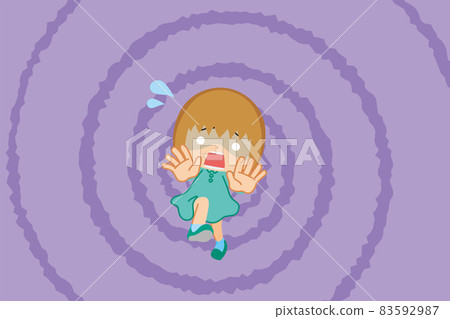 一個可愛的小女孩掉進深淵背景卡通漩渦底部衝擊的插圖 一個可愛的小女孩掉進深淵背景卡通漩渦底部衝擊的插圖 83592987