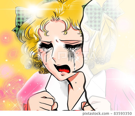 70's girl cartoon blond hair vertical roll young lady shaken and crying big heartbreak color illustration 70's girl cartoon blond hair vertical roll young lady shaken and crying big heartbreak color illustration 83593350