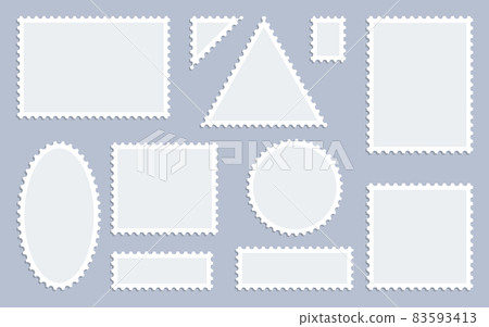 Blank postage stamps frame flat style icon set Blank postage stamps frame flat style icon set 83593413