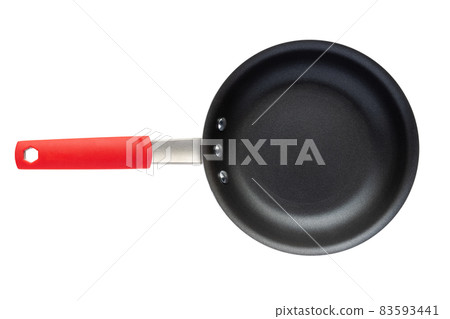 Top view of a commercial grade nonstick fry pan, heavy gauge aluminum. PFOA-Free reinforced nonstick-coating. Top view of a commercial grade nonstick fry pan, heavy gauge aluminum. PFOA-Free reinforced nonstick-coating. 83593441