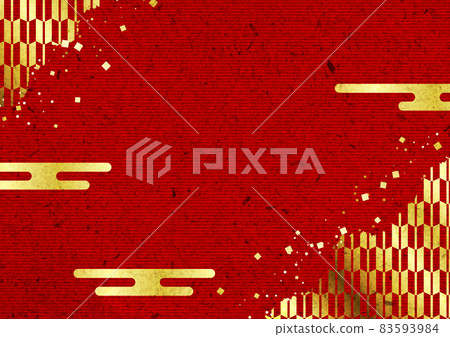 Japanese paper style red background with gold arrow rubbing background horizontal 83593984