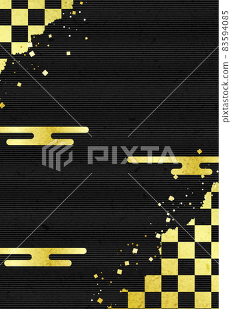 日本紙風格黑色背景與金色方格背景水平 83594085