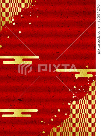 與金箭頭摩擦背景垂直的日本紙樣式紅色背景 83594270
