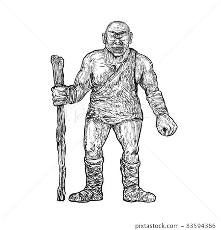 Tartaro Tartalo or Torto a Strong One-Eyed Giant in Basque Mythology Similar to Greek Cyclops Drawing 83594366