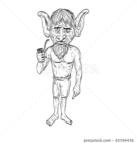 Iratxo Iratxoak or Galtxagorriak the Benevolent Imps of Basque Mythology Wearing Red Pants Standing Drawing 83594436