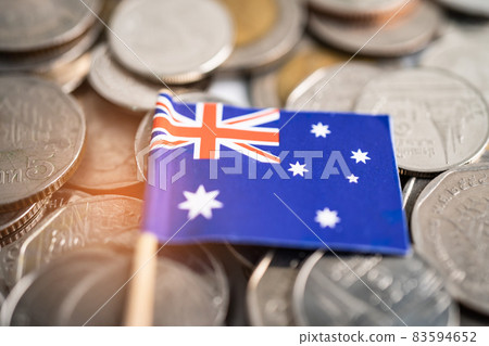 Stack of coins with Australia flag, finance concept. Stack of coins with Australia flag, finance concept. 83594652