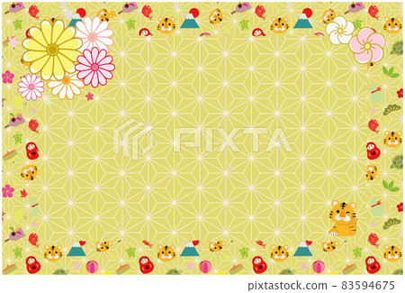 2022 Tora New Year's card Tora's pattern pattern frame decoration gold 2022 Tora New Year's card Tora's pattern pattern frame decoration gold 83594675