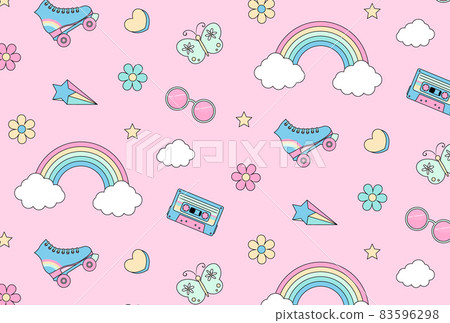 Seamless pattern of 90's style illustrations 83596298